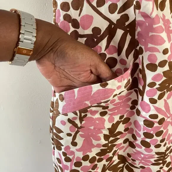 Boden Iona Button Detail Dress Womens 8R Pink Brown Shadow Bloom Casual Floral - Picture 5 of 10